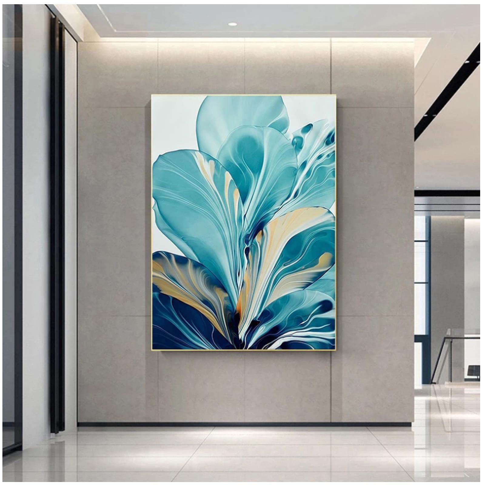 Amazon｜壁の芸術、北欧の緑の植物大きな葉のキャンバスの絵画抽象画の